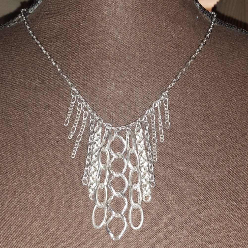 Handmade silvertone chain necklace